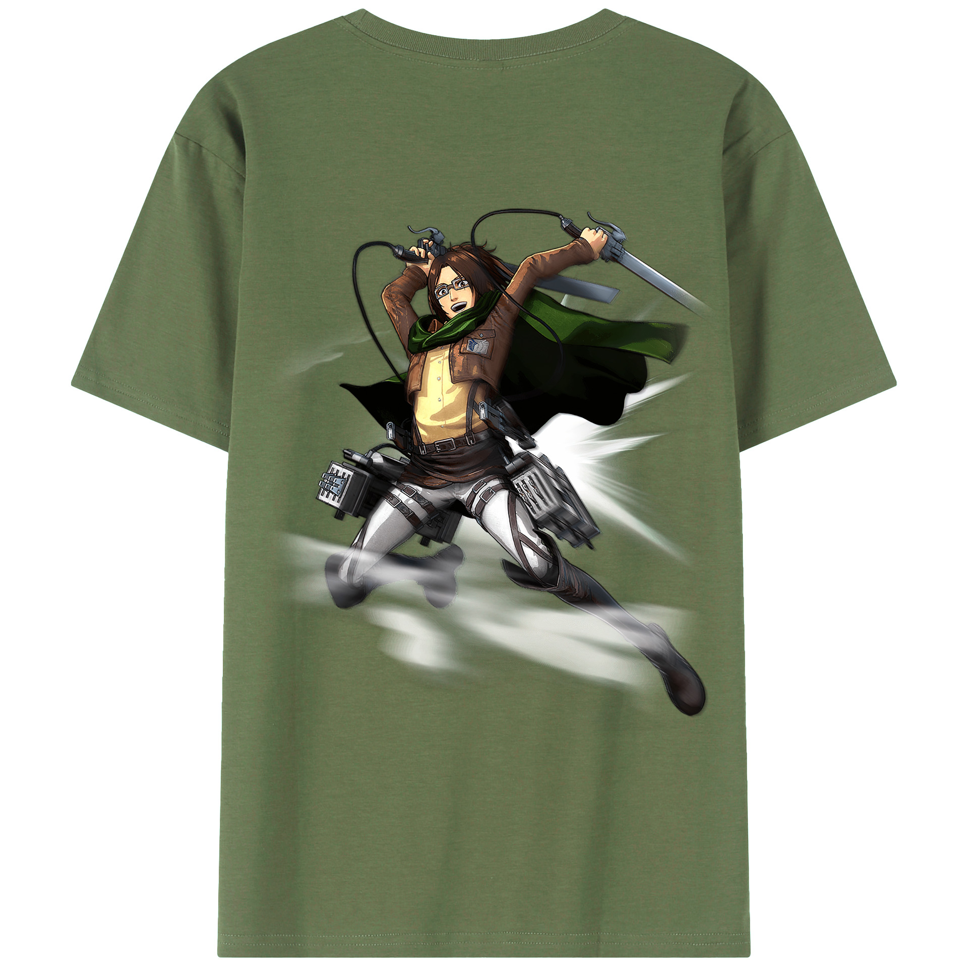 （画像用） 進撃の巨人 ハンジ·ゾエ Attack on Titan Hanji Zoe 綿100％ メンズ半袖Tシャツ（バックプリント） 通気性